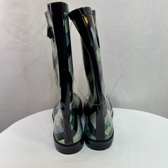 Rain Boots Women's US Size 9 Bull On Tall Blue Green Synthetic New With Defects - Picture 12 of 13